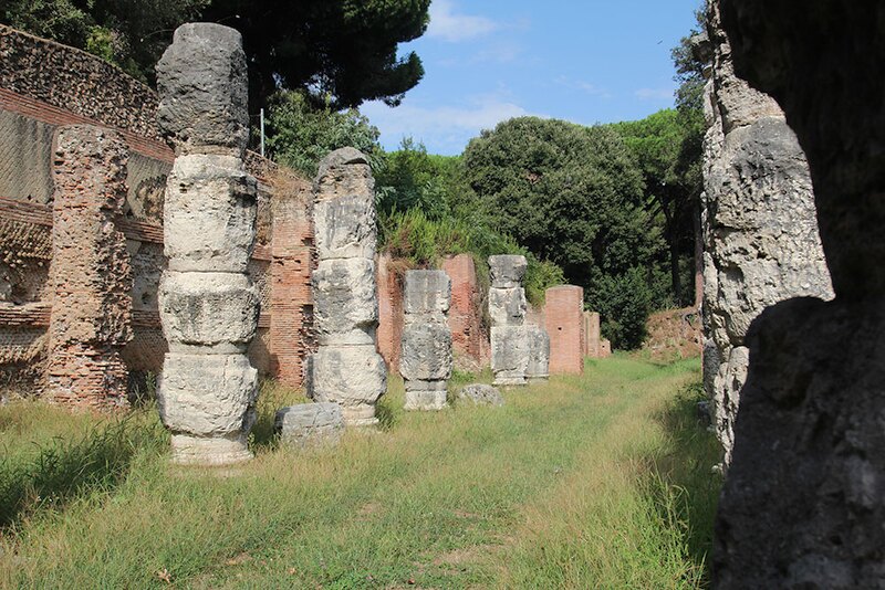 View of the columns of the Portico of Claudius in the imperial port